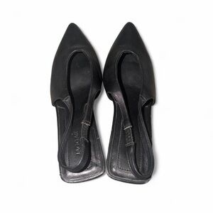 Jaggar Women's Black Pointed Slingback leather mini heels